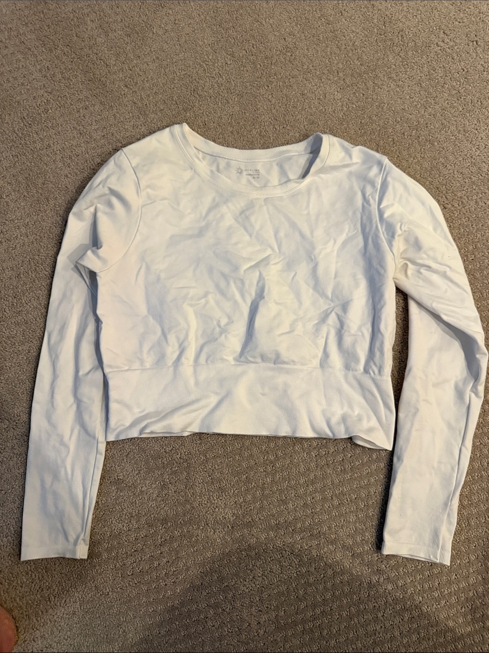 Offline by Aerie White Long-Sleeve Cropped Top